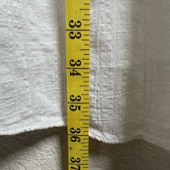 Max Studio White Ruffle Mini Dress. Cotton/Rayon Blend. Embroidery/Buttons chest - Picture 3 of 12